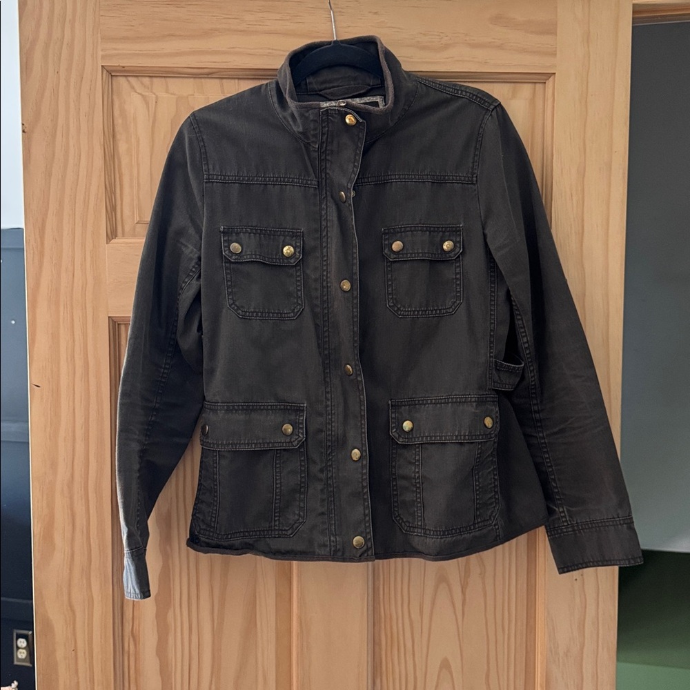 J. Crew Charcoal Field Jacket with Brass Accents